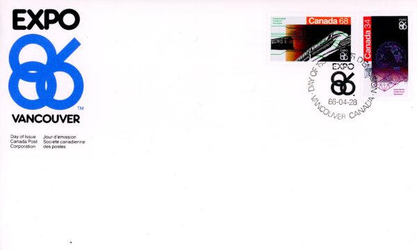 Canada OFDC #1092-3 - Expo 86 (1986) 1 x 34¢, 1 x 68¢