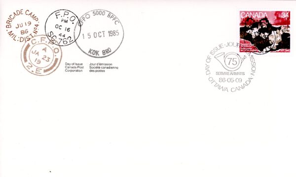 Canada OFDC #1094 - Soldiers handling mail (1986) 34¢