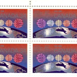 Canada Stamp #1103i - CBC logo over 5 regions of Canada (1986) 34¢
