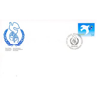 Canada OFDC #1110 - Symbolic dove protecting the earth (1986) 34¢