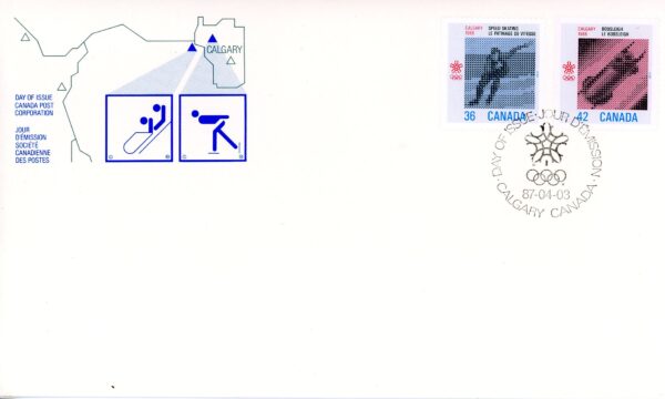 Canada OFDC#1130-1 - 1988 Olympic Winter Games (1987) 1 x 36¢, 1 x 42¢