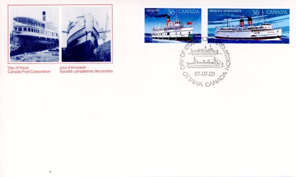 Canada OFDC#1140A - Canadian Steamships (1987) 2 x 36¢