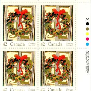Canada Stamp PB#1149 - Holly Wreath (1987) 42¢