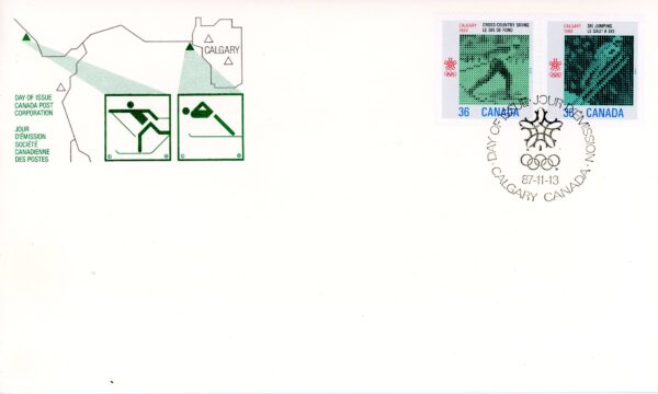 Canada OFDC #1153a - 1988 Olympic Winter Games (1987) 2 x 36¢