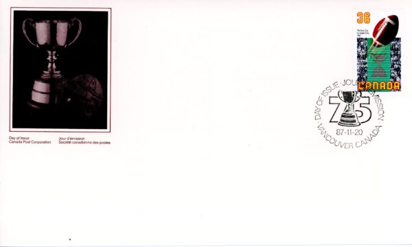Canada OFDC #1154 - Football and Grey Cup (1987) 36¢