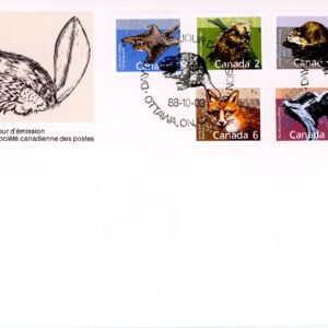 Canada OFDC #1155-61 - Mammal Definitives (low values) (1988) 1 x 1¢, 1 x 2¢, 1 x 3¢, 1 x 5¢, 1 x 6¢, 1 x 10¢, 1 x 25¢