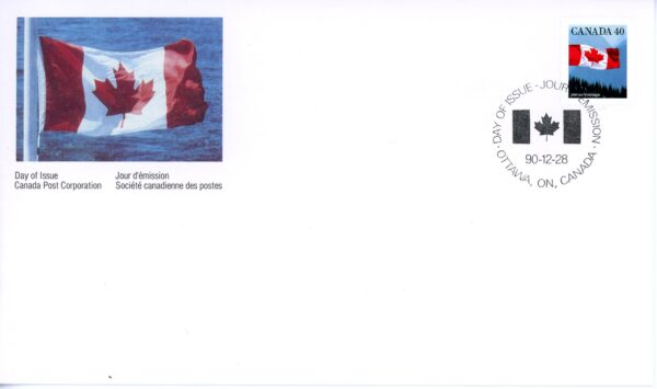 Canada OFDC#1169 - Flag over Mountains (1990) 40¢