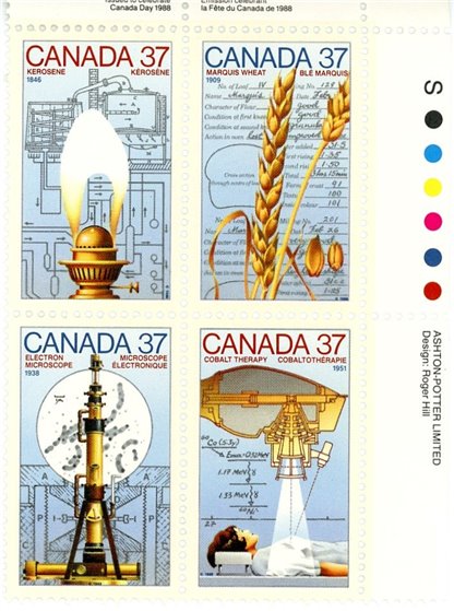 Canada Stamp #1209a - Canada Day-Science and Technology-3 (1988) 4 x 37¢ Se-tenant block of 4 (1206-1209)