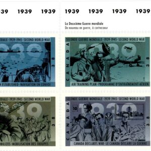 Canada Stamp PB#1263a - Second World War-1939 (1989) 4 x 38¢