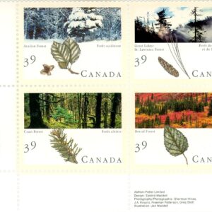Canada Stamp PB#1286a - Majestic Forests of Canada (1990) 4 x 39¢
