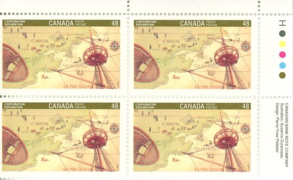 Canada Stamp PB#1406 - Exploration (Cartier) (1992) 48¢