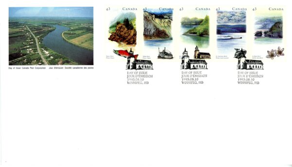 Canada FDC#1489a - Heritage Rivers-3 (1993) 5 x 43¢