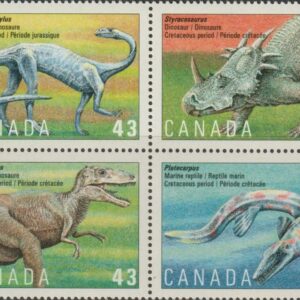 Canada Stamp #1498a - Prehistoric life in Canada-3 (1993) 4 x 43¢