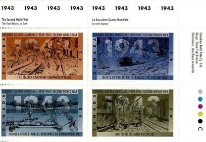 Canada Stamp PB#1506a - Second World War-1943 (1993) 4 x 43¢