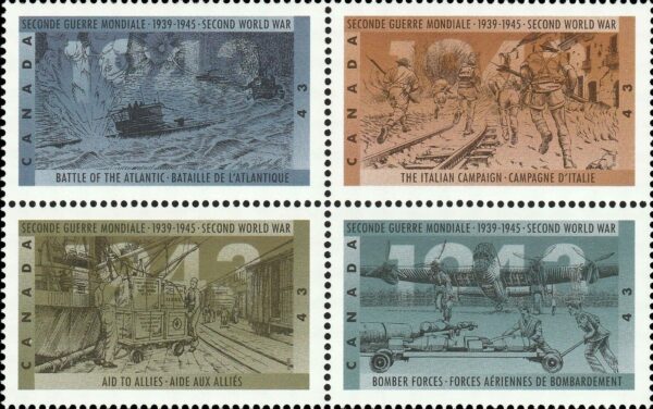 Canada Stamp #1506a - Second World War-1943 (1993) 4 x 43¢