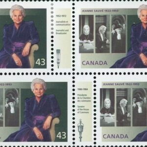 Canada Stamp #1509a - Jeanne Sauvé (1922-1993) (1994) 4 x 43¢