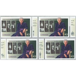 Canada Stamp #1509ai - Jeanne Sauvé (1922-1993) (1994) 4 x 43¢