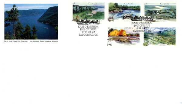 Canada FDC#1515a - Heritage Rivers-4 (1994) 5 x 43¢ - Image 2
