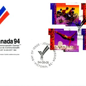 Canada OFDC#1519-22 - XV Commonwealth Games () 4 x 43¢, 1 x 50¢, 1 x 88¢