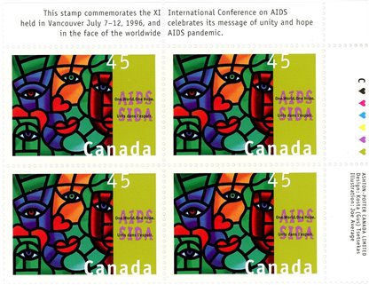 Canada Stamp PB#1603 - One World, One Hope (1996) 45¢