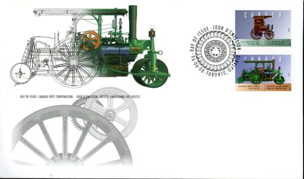 Canada OFDC#1604 - Historic Land Vehicles-4 (1996) 2 x 45¢, 2 x 52¢, 2 x 90¢ - Image 2