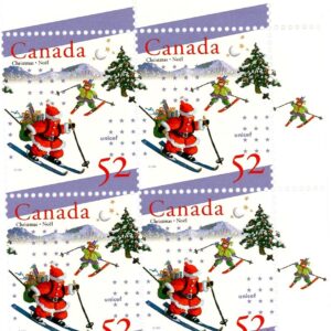 Canada Stamp #1628 - Santa and elf skiing (1996) 52¢
