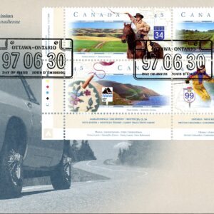 Canada OFDC#1653a - Scenic Highways-1 (1997) 4 x 45¢ PLATE BLOCK