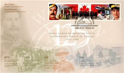 Canada OFDC#1737a - RCMP-125th Anniversary (1998) 2 x 45¢