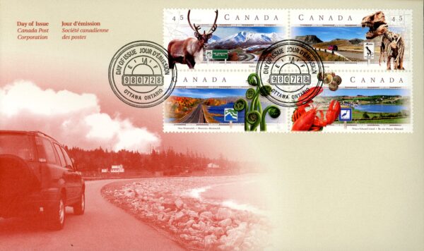 Canada OFDC#1742a - Scenic Highways - 2 (1998) 4 x 45¢