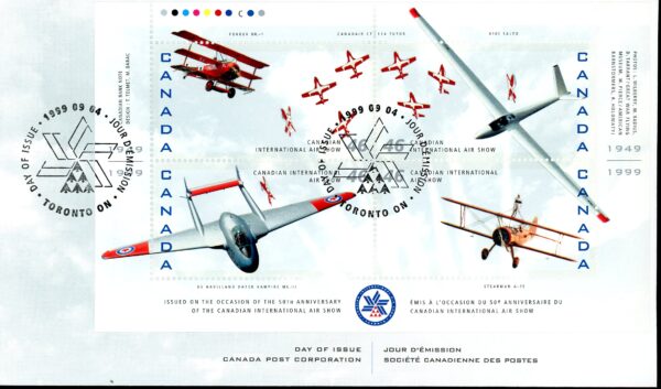 Canada OFDC#1807 - Canadian International Air Show (1999) 4 x 46¢ - Image 2