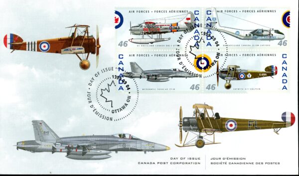 Canada OFDC#1808 - Canadian Air Forces 1924-1999 (1999) 16 x 46¢ (SET OF 4)