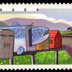 Canada Stamp #1849 - Ship, fish, house designs (2000) 46¢