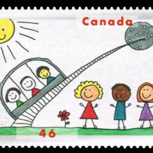 Canada Stamp#1860 (2000) - Three People about to Travel from Earth to a Distant Planet via Monorail