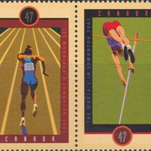 Canada Stamp #1908a - IAAF World Championships (2001) 2 x 47¢