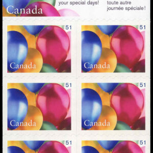 Canada Stamp #(BK323) - 2146a - Balloons (2006) 6 x 51¢
