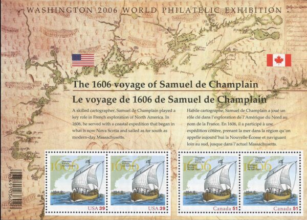 Canada Stamp #2156 - Two-masted sailing ship (2006) 4 x 51¢ (w/US SCOTT #4073) - Image 2