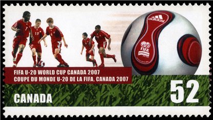 Canada Stamp #2220 - Soccer players and ball (2007) - Image 2