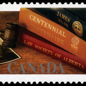 Canada Stamp #2228 - Law Society of Alberta, Books, gavel, photo of James Muir (2007) 52¢
