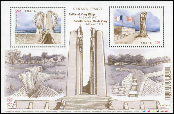 Canada Stamp #2981 - Battle of Vimy Ridge 100th Anniversary (2017) 2 x $2.50 - Image 2