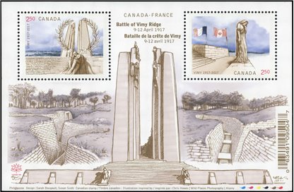 Canada Stamp #2981 - Battle of Vimy Ridge 100th Anniversary (2017) 2 x $2.50
