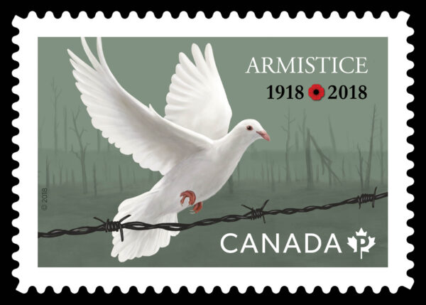 Canada Stamp #3131i - Dove and barbed wire (2018) (P)
