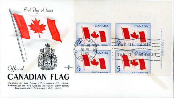 Canada FDC#439 - Canadian Flag (1965) 5¢ (RoseCraft)