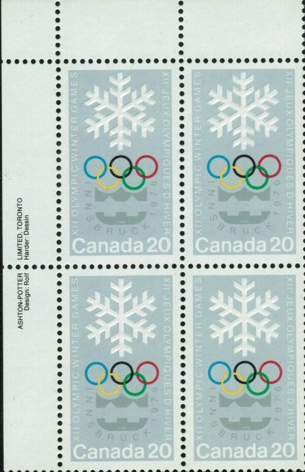 Canada PB#689 - Snowlake and Olympic Symbols (1976) 20¢
