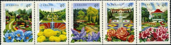 Canada Stamp #1315a - Public Gardens (1991) 5 x 40¢ - Image 2