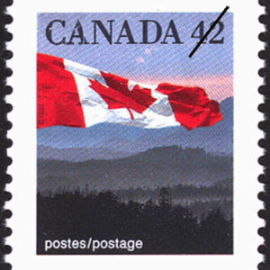Canada Stamp #1356 - Flag over Hills (1991) 42¢