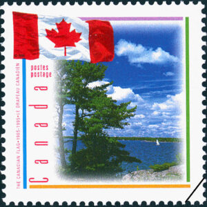 Canada Stamp #1546i - Flag with scene of lake (1995) 43¢