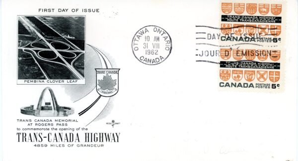 Canada FDC#400 - Provincial Coats-of-Arms (1962) 5¢ ROSECRAFT CACHET - pair - Image 2