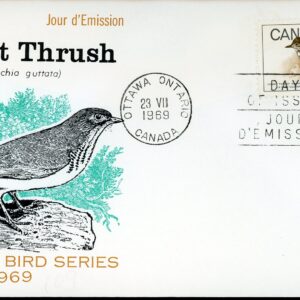 Canada FDC#498 - Hermit Thrush (1969) 25¢