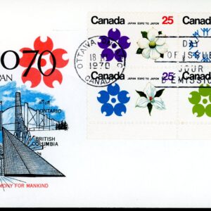 Canada FDC#511a - Expo '70 (1970) 4 x 25¢ PLATE BLOCK