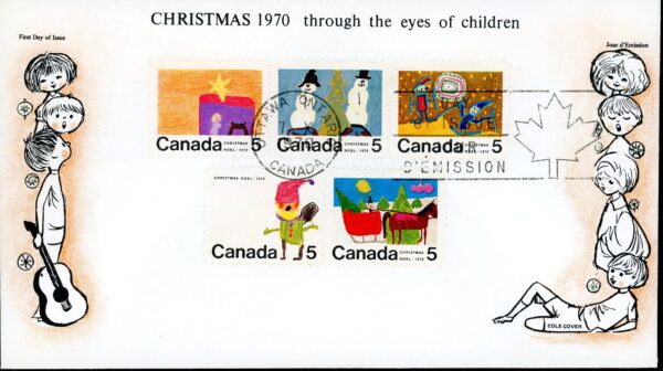 Canada FDC#523a - Christmas (1970) 5 x 5¢ - Image 2